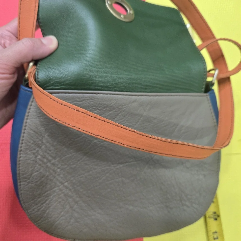 Soruka Recycled Leather Crossbody Bag Multicolor Handcrafted One of a Kind Purse